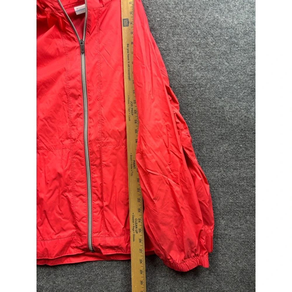 Columbia Windbreaker Jacket Women 3X Pink Full Zip Hooded Mesh Lined Lightweight